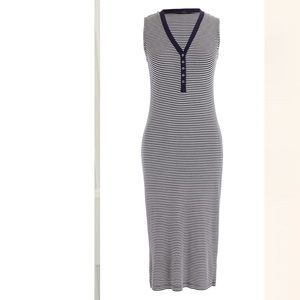 J. Crew Stripped Midi Pencil Ribbed Dress Sz M